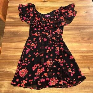 BETSY JOHNSON Black Floral Dress